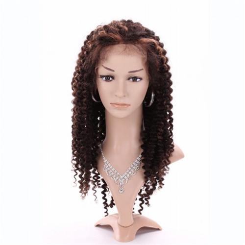 Bleached Knots Front Lace Wigs Brazilian Human Hair Curly Wave Highlight 1B#/8#