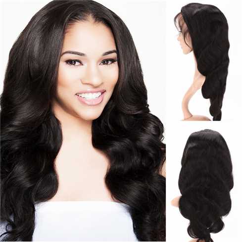 Remy Indian Hair Cheaper Price Black Color Body Wave Glueless Full Lace Wig