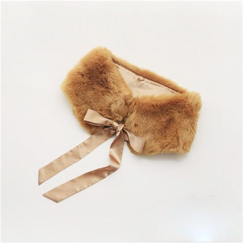Kids Girls Faux Fur Collars With Ribbon Fluffy Fur Neck Scarves