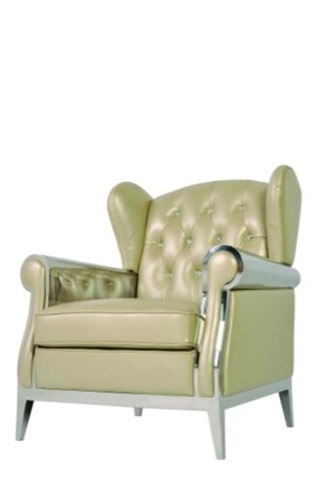 Full Top Imported Grain Leather Upholstery Polished Stainless Steel Frame Bottoned Leisure Chair