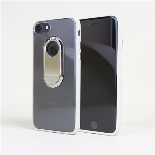 Ultra Thin IPhone 7 Clear Hard PC Cover With Metal Stand In Back