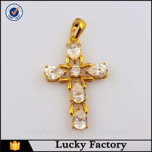 Fashional Wholse Sale Small Gold And Silver Diamond Zircon Cross Necklace Manufactures