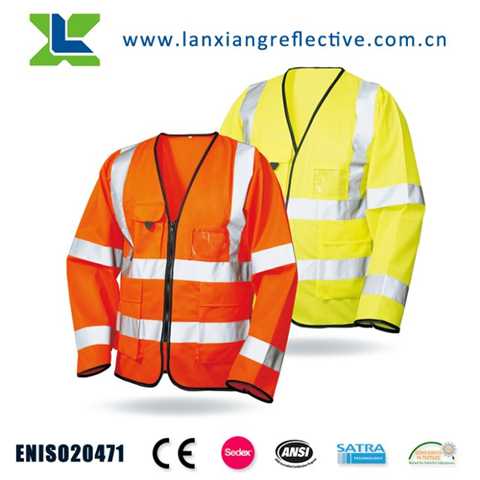 Class 3 Solid Fabric Reflective Safety Vest With Multi- Pocket
