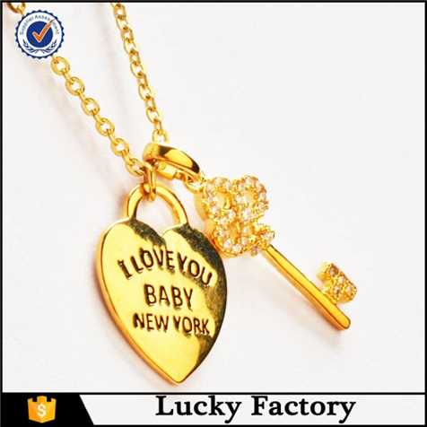Classical Brass Lock And Key Charm Necklace For Lover