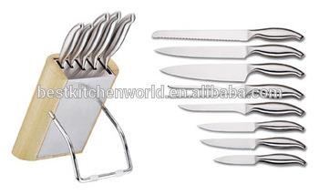 Stainless Steel Knife Set With Wooden Block /Hollow Handle Kinfe Set