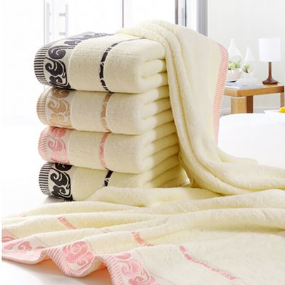 Beige Large Beach Towel Terry Hammam Towels Cloud Pattern Em