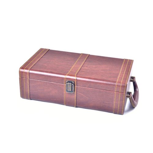 Wood Grain PU Leather MDF Board Ceremony Vintage Wine Packaging Box For Merlot Red Wine