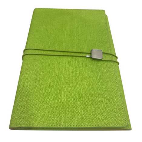 Bright Green Fabric PVC Leather Spiral Bound Notebook,Weekly Planner Organizer With Zipper Pockets