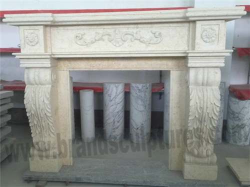 Home Decor Carved Stone Leaves Design Fireplaces Sculpture