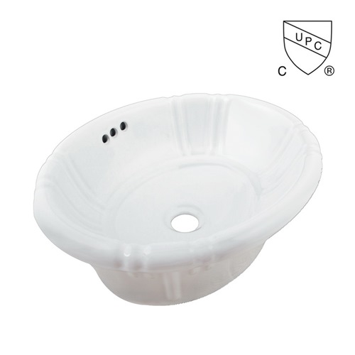Self-Rimming Or Drop in Oval Porcelain Bathroom Vanity Sink, SS-O1815