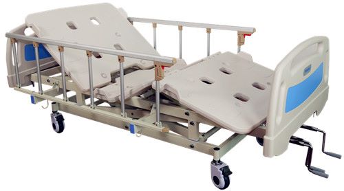 3 Cranks Fowler Bed Vertical Lift Manual Hospital Bed With Aluminum On CastersWith Brake