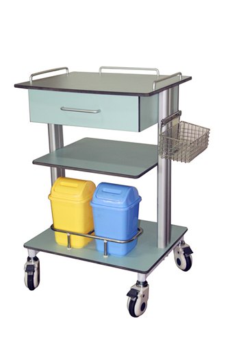 One Drawer Plastic-steel Columns ABS Treatment Cart Or Nursing Trolley On Casters