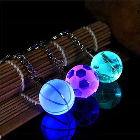 Cheap LED Light Crystal Football Keyring For Promotional Gifts