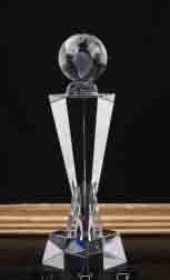 Engraved Globe Crystal Earth Award