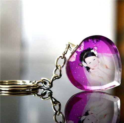 Personalized Heart Shaped Crystal Keychain With Image Picture Photo Printing Engraving