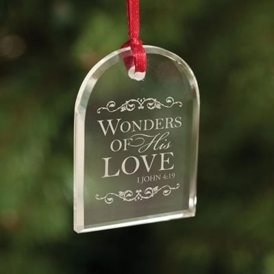 Cheap Arch-shaped Glass Christmas Ornaments With Engraving Logos For Promotional Gifts