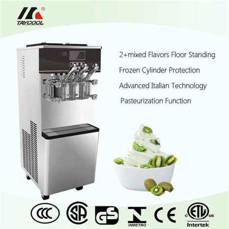 Taycool Italian Floor Standing Soft Serve Freezer Supplier With Three Flavors And Pasteurizer