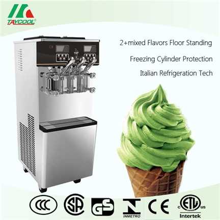 Floor Stand Commercial Soft Ice Cream Machine Three Flavors Frozen Yogurt Machine
