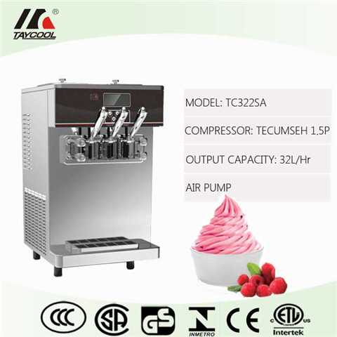 Wholesale Counter Top Soft Serve Ice Cream Freezer with Three Flavors and Air Pump
