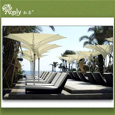 Rattan Weave Hotel Outdoor Furniture Double Sunbed