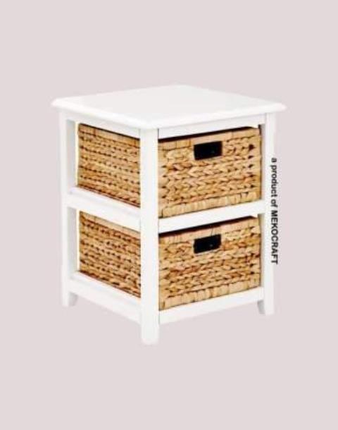 Wooden cabinet with 2 seagrass drawers