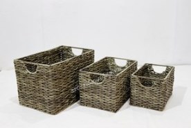 Rect poly rattan basket-CH3834A-3GY