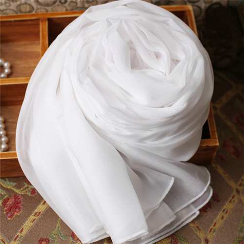 Pure White Silk Scarves For Painted