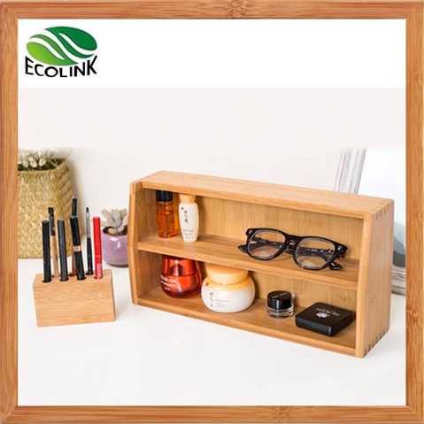 Decorative Desktop Bamboo Cosmetic Beauty Products Makeup Organizer Storage Tray Caddy