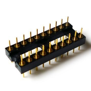 Male IC Socket Connector With Bar, 2.54mm Pitch, H3.0, Gold Flash, PPS, L = 10.0