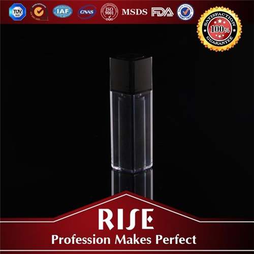 RISE ISO9001 15ml 30ml 50ml Black Squre Rotary Airless Pump Bottle With Black Screw Black Square Cap