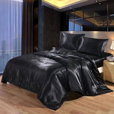 White Black Bedding Sets King Double Size Satin  Silk Summer
