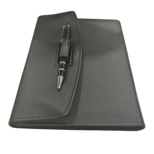 A4 Matt Rough Grain Soft Black Leather Lined Notepad Diary, Big Notepad With Calculator Stationery