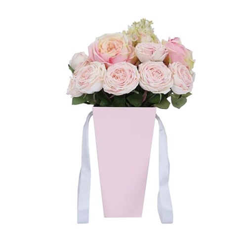 Simple Color Printed Empty Cardboard Tall Trapezoid Shaped Flower Box,Rose Boxes Packaging