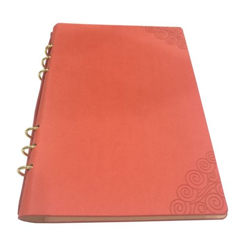 Orange Red Color Changed Leather Best Office Notebook For Writing,Loose-leaf Ring Bound Notebooks