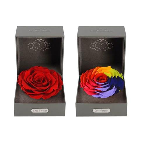 Hinged Flat Top Cardboard Flower Roses Gift Boxes, Elegant Packaging Box For Preserved Fresh Flower