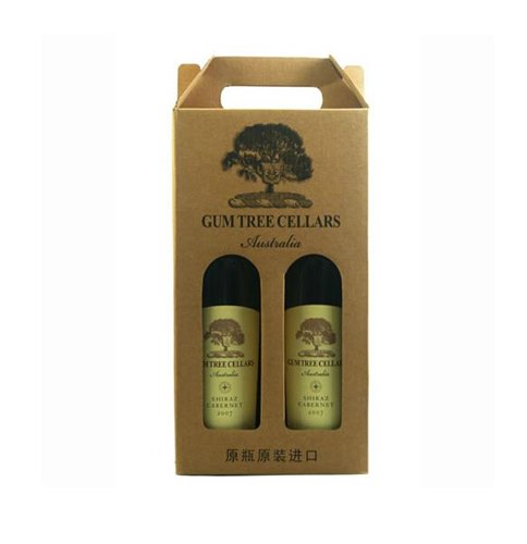 Easy Carry Recycle Corrugated Carton Double Wine Box Packaging, Christmas Wine Box Gift