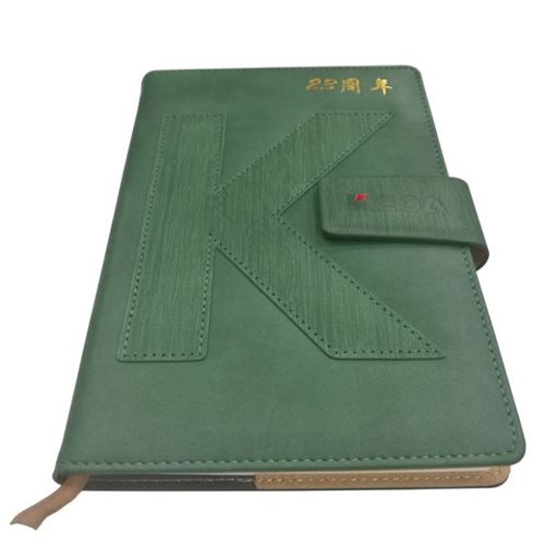 Latest Soft Luxury Green PU Leather Diary Printing,Monthly Hardcover Binding Planner Manufacturer