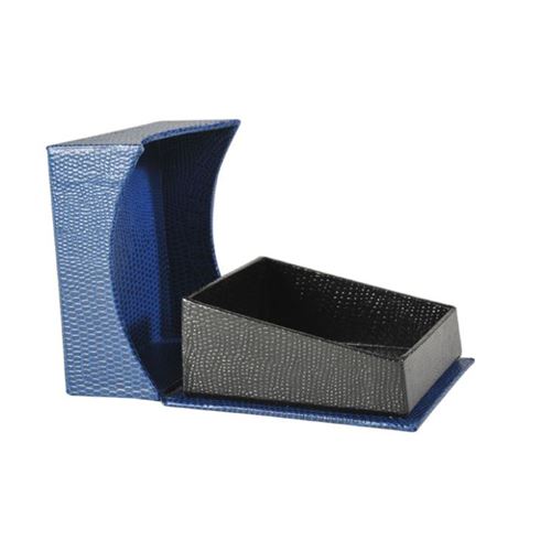 Blue Lizardstripe Leatherette Paper Flip Top Cardboard Packaging Necklace Jewelry Box