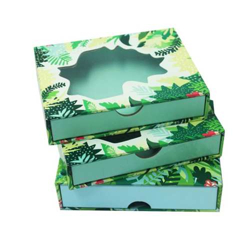 Colored Small Gift Card Presentation Boxes with Clear PVC Special Shape Die Cuttting Clear Window