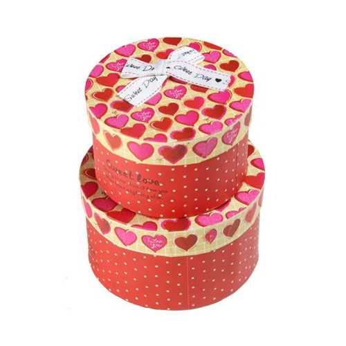 Bright Colorful Printed Round Paper Cardboard Hat Box With Bowknot Decorated Lids
