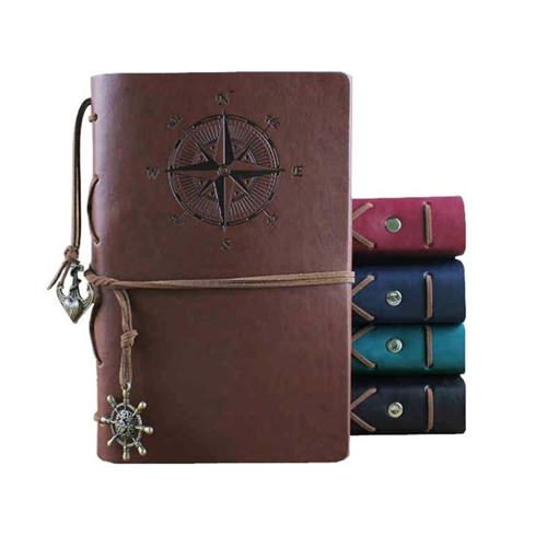 Fancy Quality Leather Cover Notebook,Vintage Voyage Diary With Perforated Stone Paper Pages