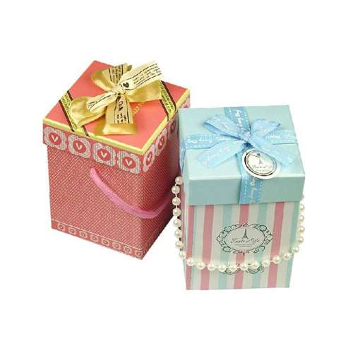 Small Decorative Handle Christmas Present Cardboard Boxes for Red Apple Gifts