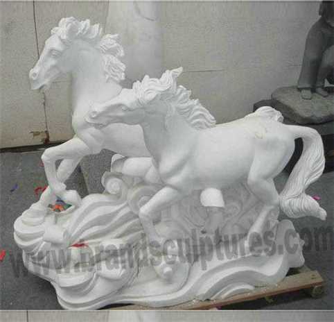 Garden Art Ornaments Carved Stone Running Horse Statue