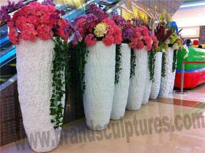 Shopping Mall Decor Rectangle Fiberglass Planters Sculpture