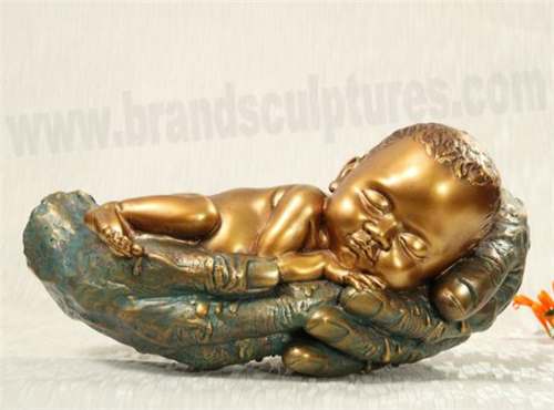 Cute And Sleepy Fiberglass Baby Sculpture As Home Decoration