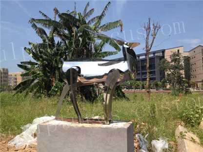 Extrinsic Glossy Deer Stainless Steel Contemporary Sculptures