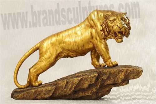 Giant Roaring Fiberglass Tiger Sculpture As Zoo Decoration