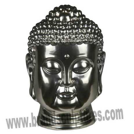 Majestic Buddha Head Stainless Steel Large Sculpture