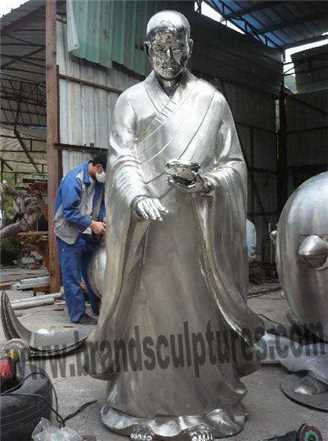 Religious Art Monk Buddha Stainless Steel Temple Statue