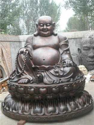 Large Chinese And Laughing Bronze Statue Of Buddha